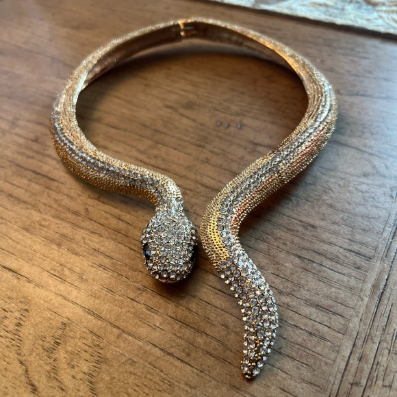 Gold-Plated Rhinestone Snake Set - Picture 2 of 12